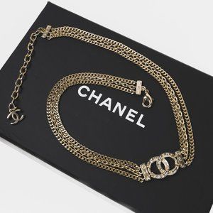 Chanel A21 Light Gold CC Triple Chain Choker